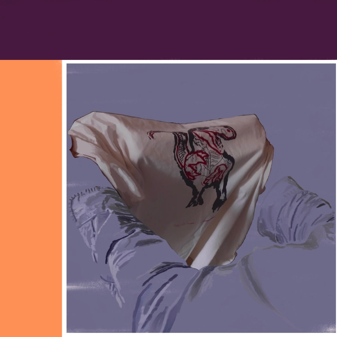 Faded Fossil Vagabond Raptor Tee Off White Purple Red